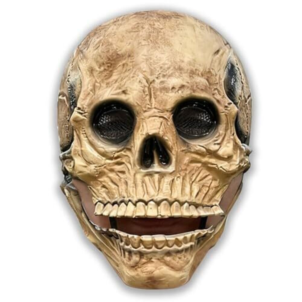 1464 Halloween Skull Mask Moving Jaw, Scary Latex Skeleton Head Mask